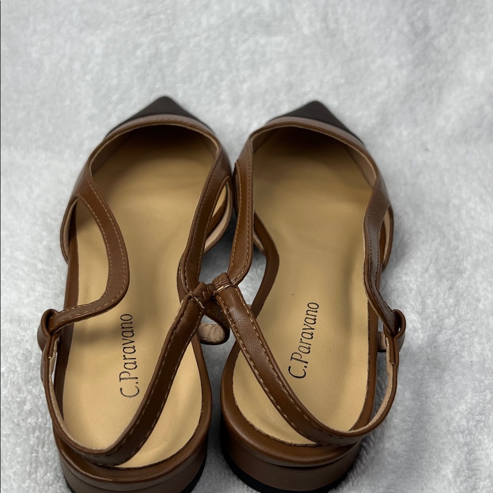 Brown and dark brown Women's Slingback Shoes - Picture 5 of 7